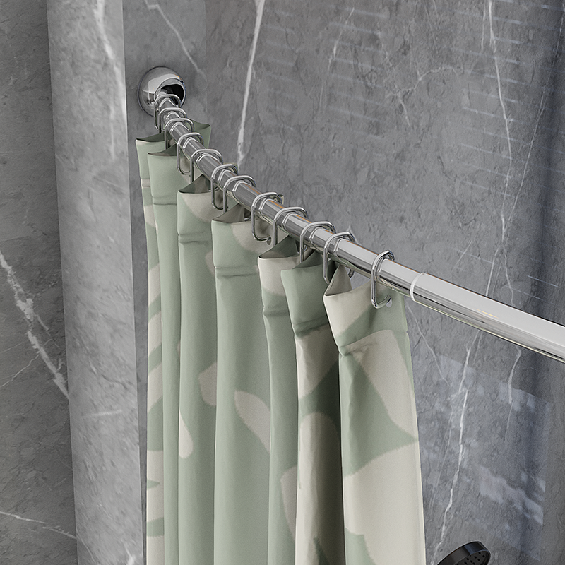 Factory Direct Sales Mall Stalls Crew Shower Curtain Iron Telescopic Curved Rod Modern Design for Home Bathroom