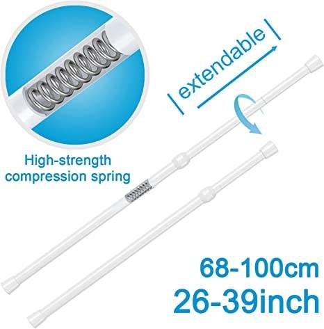 Adjustable Tension Telescopic White Curtain Rod, Shower Curtain Rods for Bathroom Kitchen Window#