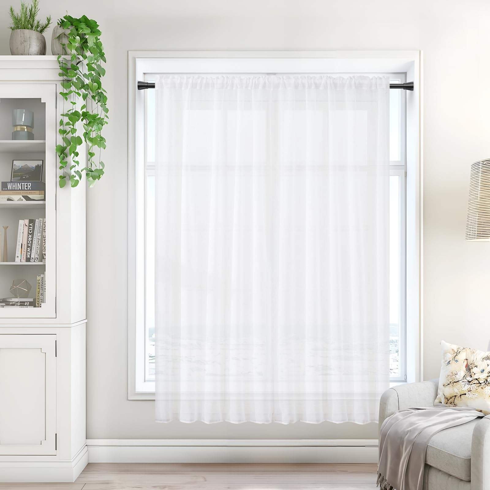 Non Slip Black Tension Curtain Rod Tension Rods for Windows 28 to 48 Inch Small Adjustable Curtain Rod Shower Curtain Poles