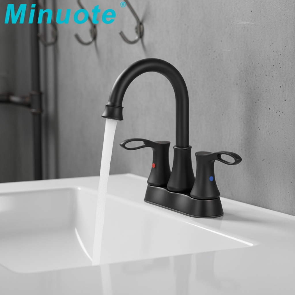 Waterfall Black Luxury Bathroom Faucet 4 Inch Bathroom Dual Handle Kitchen Faucet Deck Mounted Basin Faucet