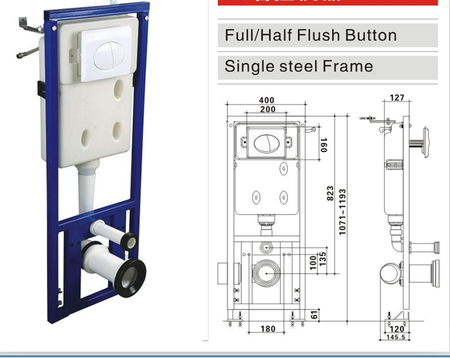 Plastic Bathroom Toilet Wall Hung Toilet Water Tank Concealed Cistern
