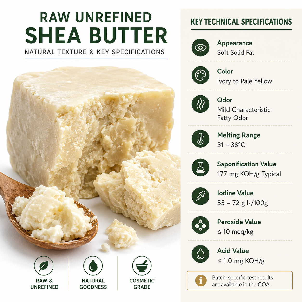 Raw Unrefined Shea Butter Bulk 100% Pure Natural Cold Pressed Cosmetic Grade for Soap & Lotion Making (Butyrospermum Parkii)