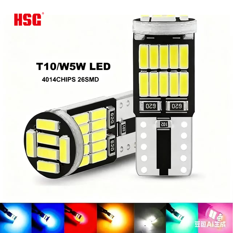 Car Signal Light T5 T10 T15 194 Auto Bulb W5W White Red Yellow Blue for Car Running Light Automotive Tail Lamp