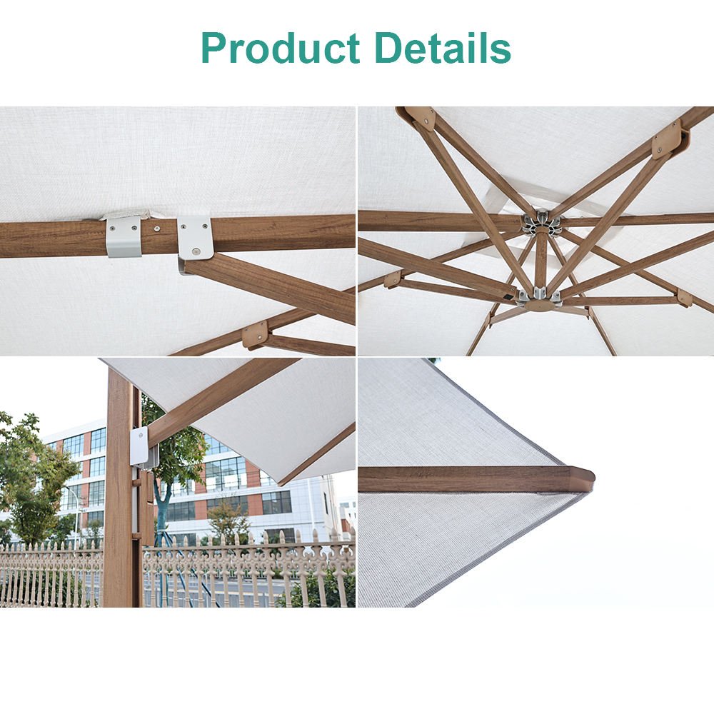 Best Selling Cantilever Patio Umbrella Outdoor Cantilever Square Parasols Hand Crank Opening and Height Adjust Garden Umbrellas