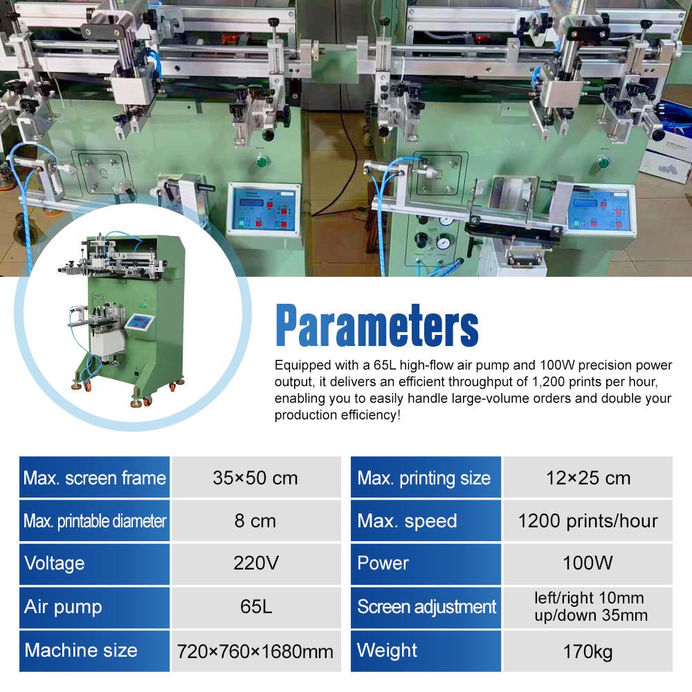 High Speed Semi-Auto Screen Printing Machine for Plastic Glass and Paper Cups Cylindrical Object Logo Printer