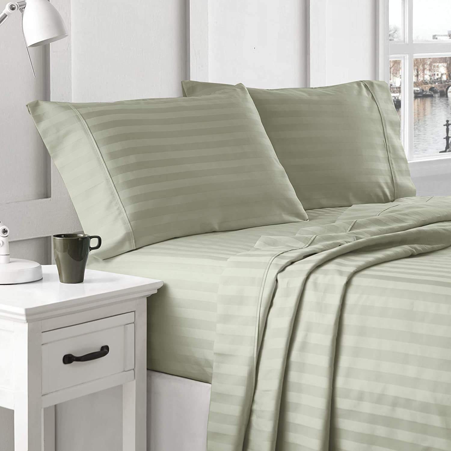 100% Cotton Customize Twin Full Queen king Hotel Linen Stripe Bed Sheet Flat Sheet for Hotel and Spa Used