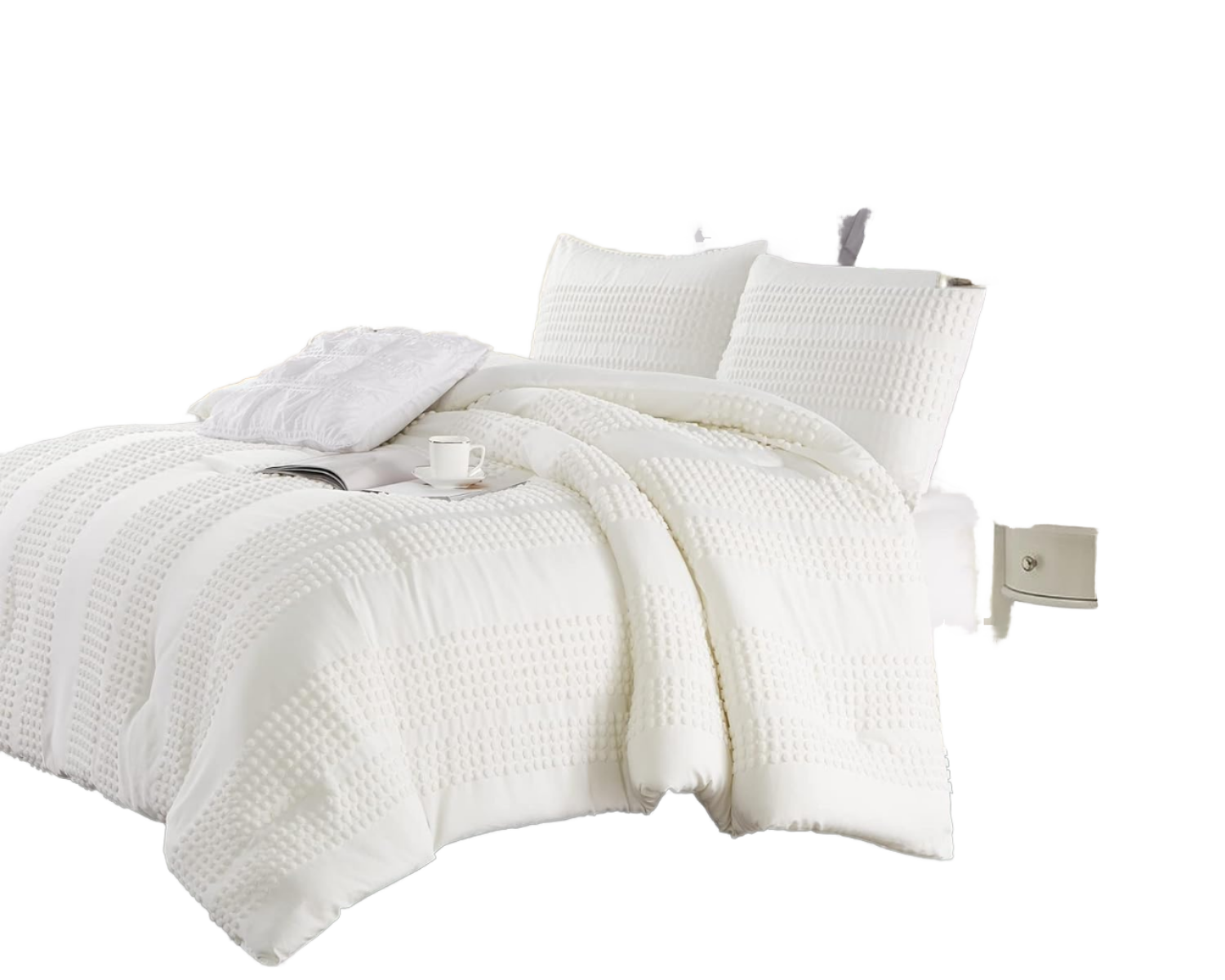 Soft Warm Polyester Embossed Dotted Three Piece Bedding Set Cozy Breathable Comforter Cover Pillowcases for Winter Use