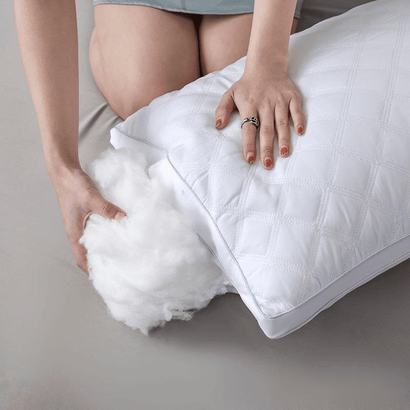 Low Price Hilton Pillow Double Edge Wrapping Bed Pillow 800g High Weight Filling Feather Velvet Neck Pillow for Sleeping
