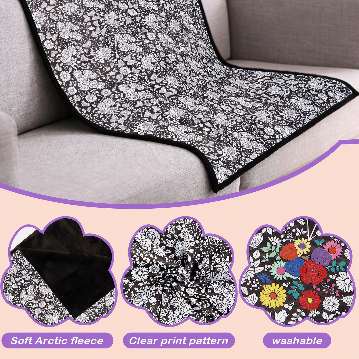 DIY Coloring Blanket for Kids Adults Color Your Own with Washable Markers Velvet 50x60 Machine Washable Gift