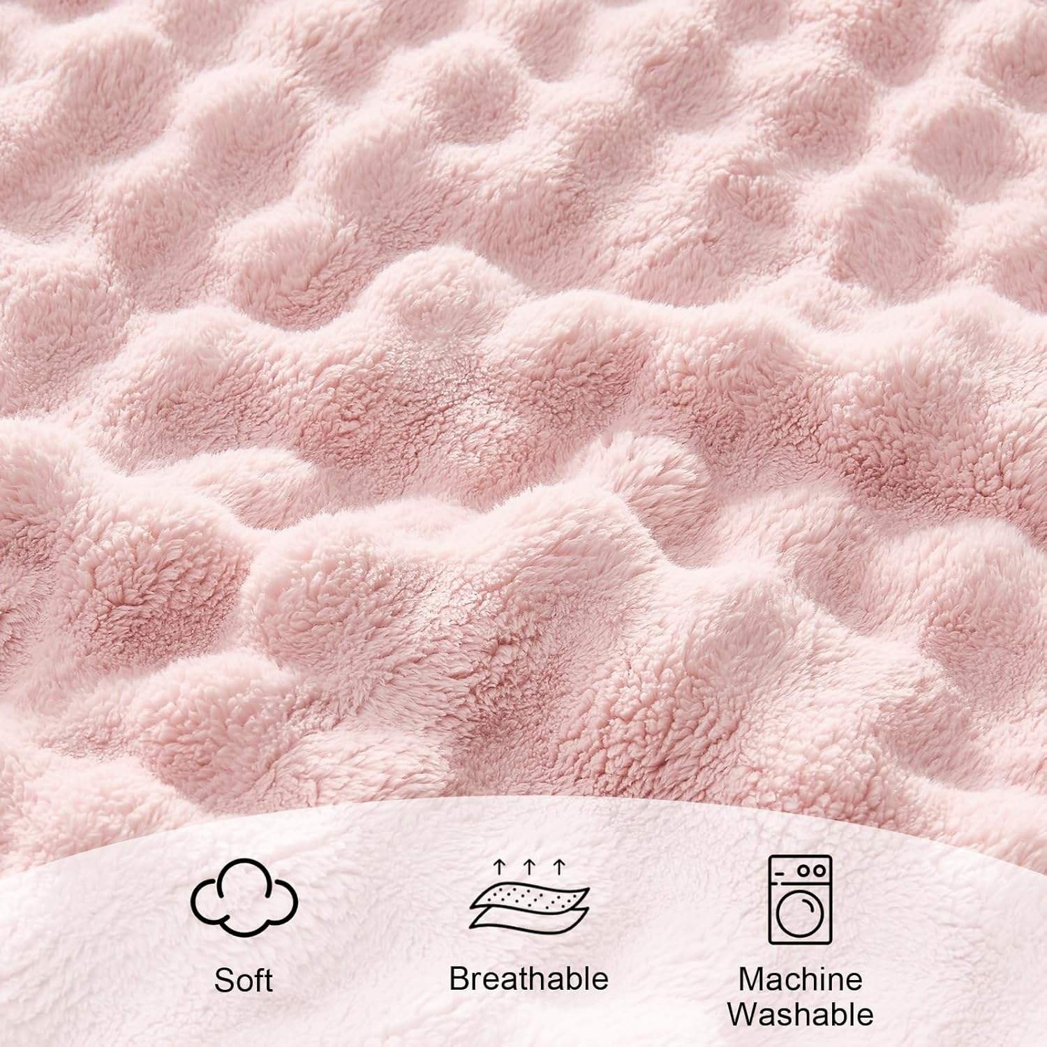 3D Bubble Fleece Blanket Ultra Soft Fluffy Pink Twin Blanket for Couch Lightweight Cozy Throw for All Season