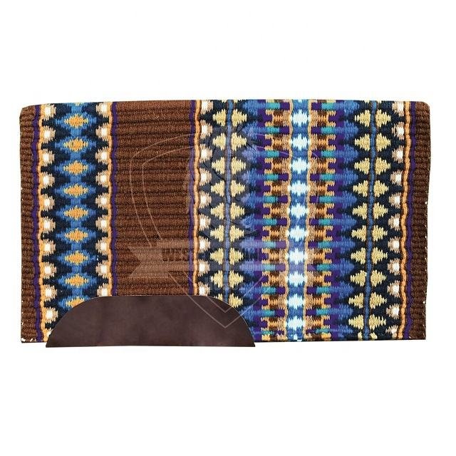 Customized 34" X 42" Australian Woolen Western Riding Saddle Blanket New Zealand Wool Cotton Leather Comfortable Heavy Show Pad