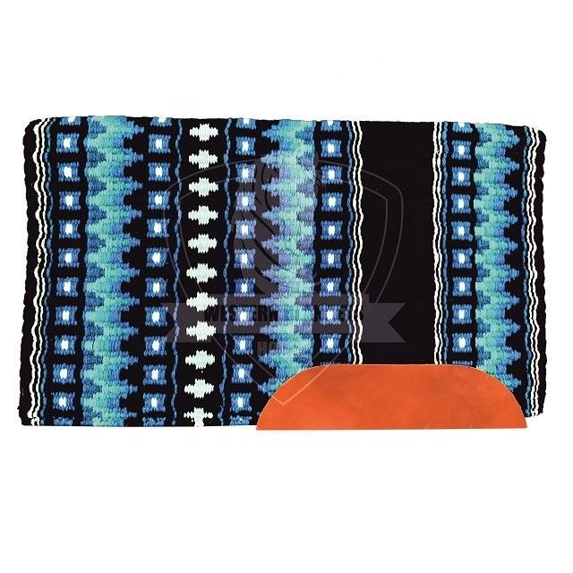 Customized 34" X 42" Australian Woolen Western Riding Saddle Blanket New Zealand Wool Cotton Leather Comfortable Heavy Show Pad