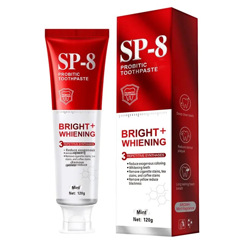Professional SP-8 Probiotic Whitening Toothpaste 120g Mint Flavor Deep Clean FreshBreath Retail Ready Oral Care Toothpaste
