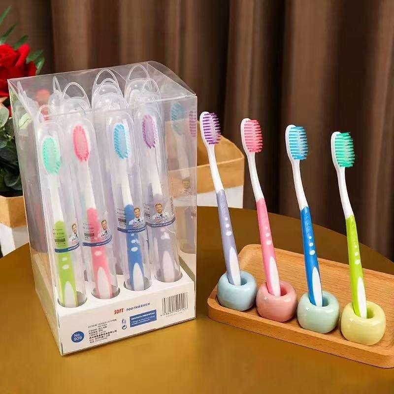 Factory Convenient Home and Travel Adult Toothbrush Soft Bristles Individual Brush for Teeth Cleaning