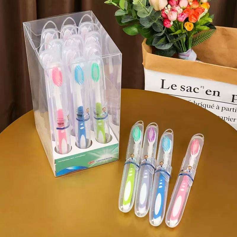 Factory Convenient Home and Travel Adult Toothbrush Soft Bristles Individual Brush for Teeth Cleaning