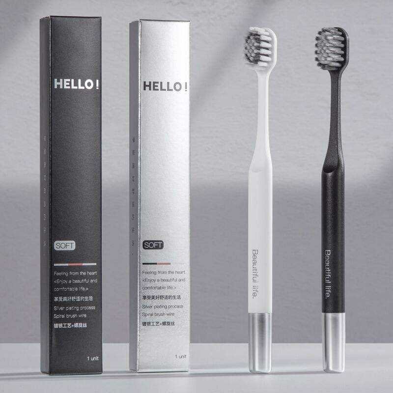 OEM Home Use Luxury Manual Toothbrush with PP Handle Silver-Plated Ultra Soft Bristle Black & White Couple