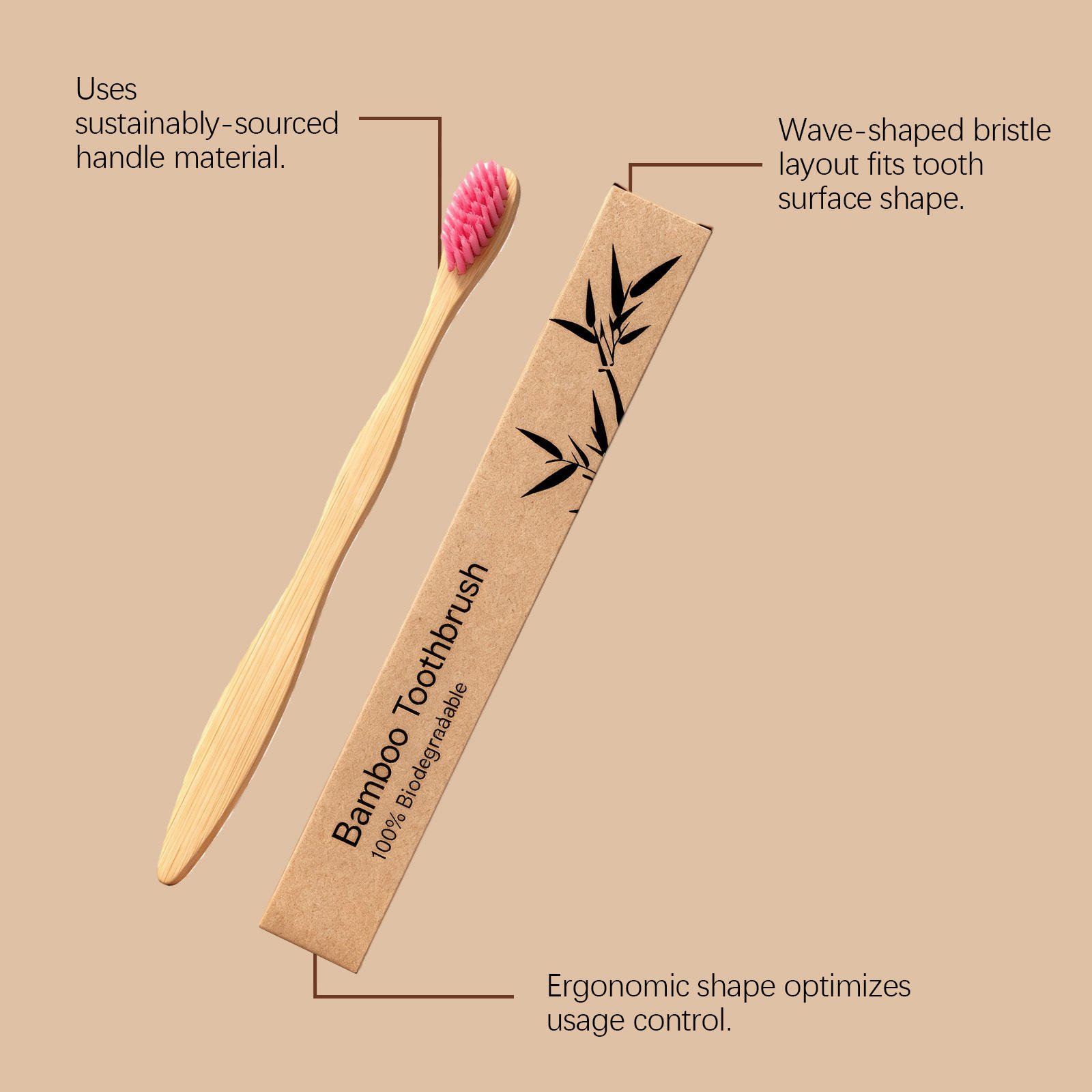 Bulk Order Ergonomic Wave Design for Toothbrush with Soft Biodegradable Bristles Sustainable Home Use