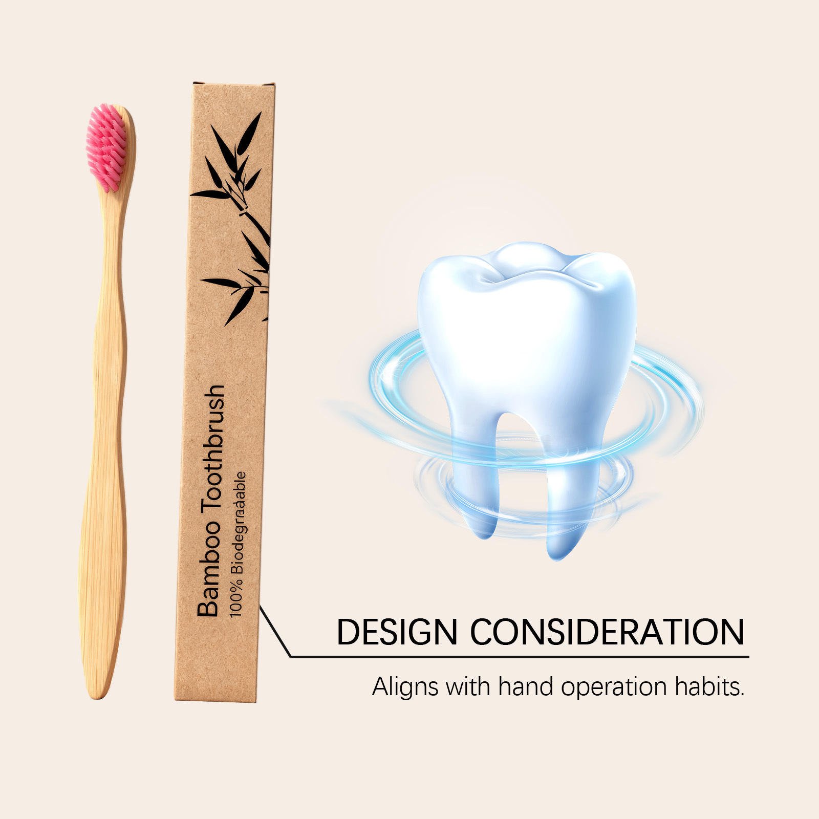 Bulk Order Ergonomic Wave Design for Toothbrush with Soft Biodegradable Bristles Sustainable Home Use