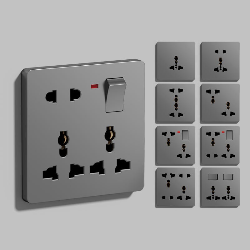 Universal 6-Pin Wall Socket Panel UK Electrical Outlet DC 5V 3A Type-c USB Charger Mobile Phone Charging Type C Socket 13A Rated