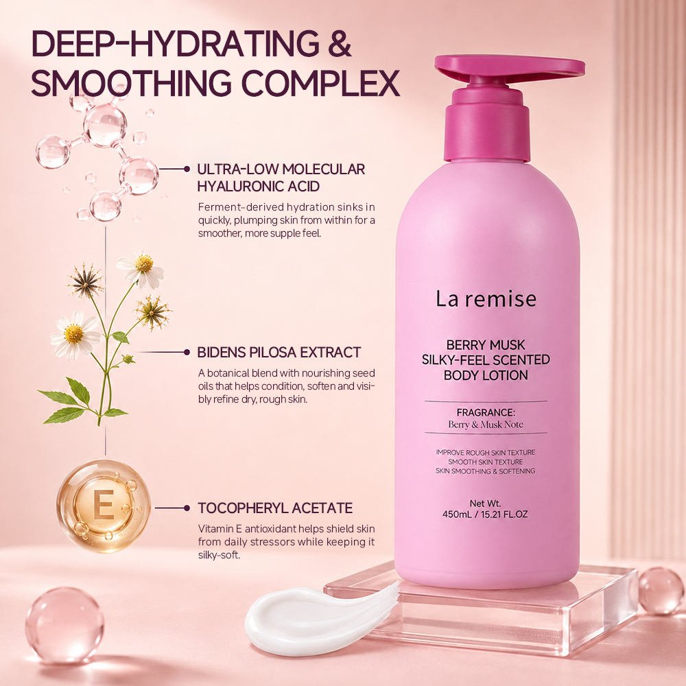 Sensual Musk Berry Body Lotion Panthenol Squalane Smoothing Softening Long Lasting Scent Evening Care for Women
