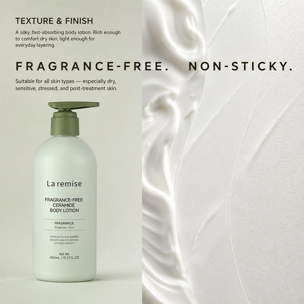 Neck to Toe Ceramide Body Lotion Fragrance Free Moisture Barrier Locking Shea Butter Squalane for Sensitive Skin