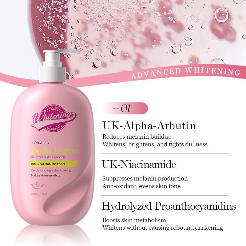 KORMESIC OEM ODM Private Label Custom Organic Women White Body Lotion Cream Moisturizing Milk Whitening Body Lotion