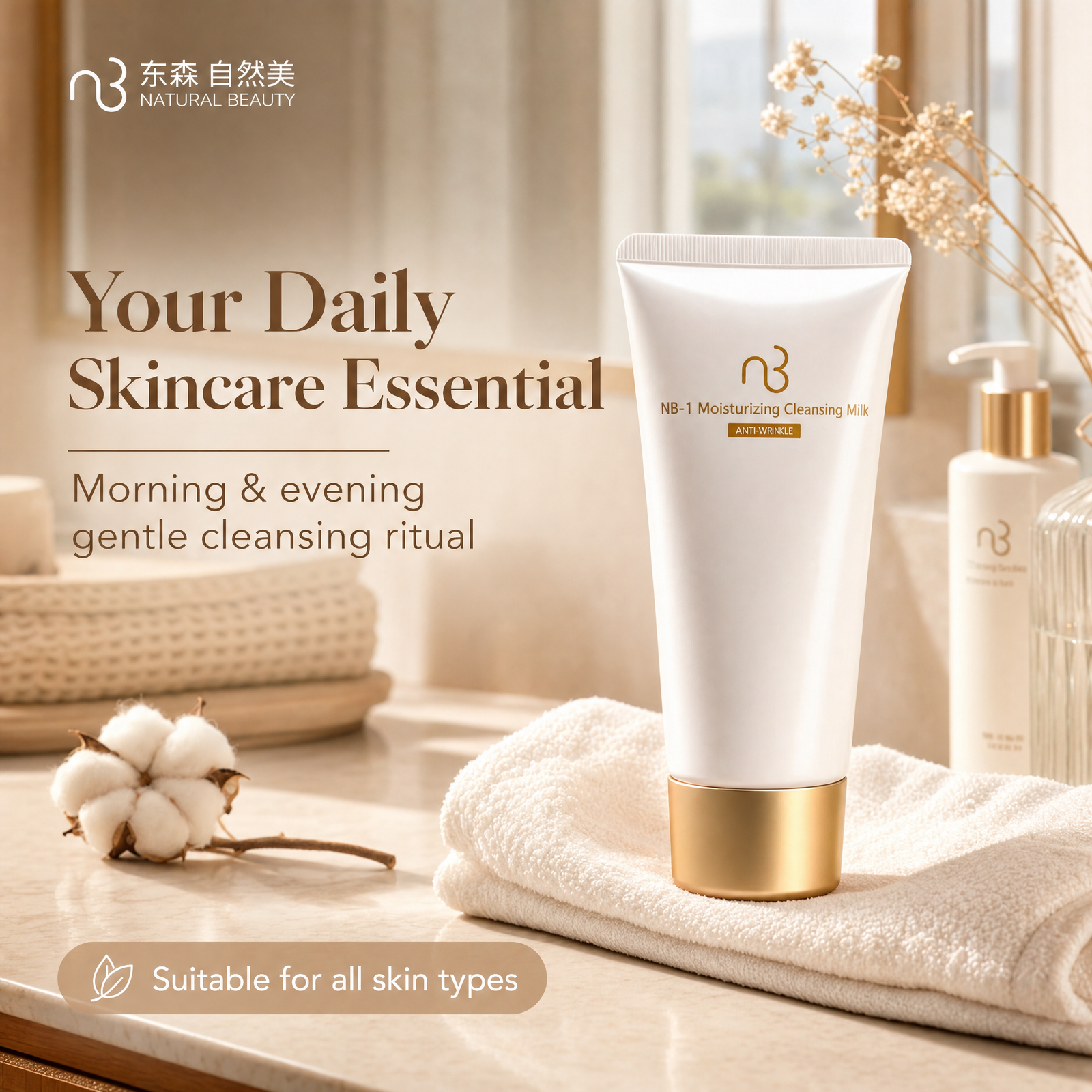 Natural Beauty NB-1 Intensive Hydrating Face Wash Deep Purifying Foam Unclog Pores Gentle Cleansing Non-Stripping Daily Wash
