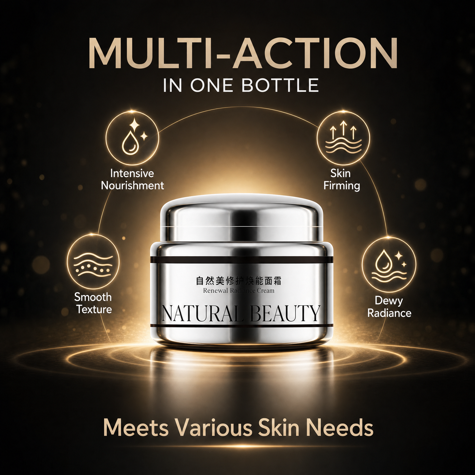 Natural Beauty Renewal Radiance Face Cream Deep Moisture Firmed Skin Nourishing Anti-Wrinkle Moisturizer for Glowing Skin