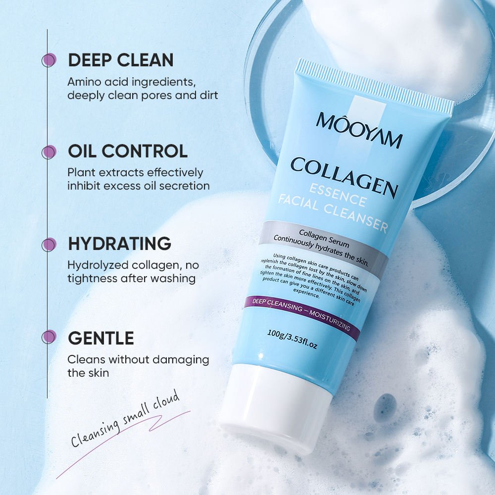 Wholesale MOOYAM Collagen Facial Cleanser Face Care Beauty Face Wash Pore Clean Oil Control Hydrating Firming Face Cleanser 100g