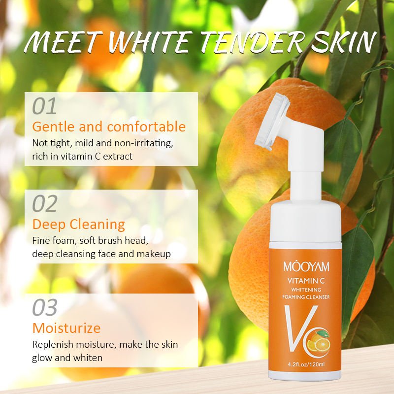 MOOYAM Vitamin C Facial Cleanser Skin Brighten Pore Cleansing Face Cleanser Face Fomaing Moisturizing Control oil Face Wash