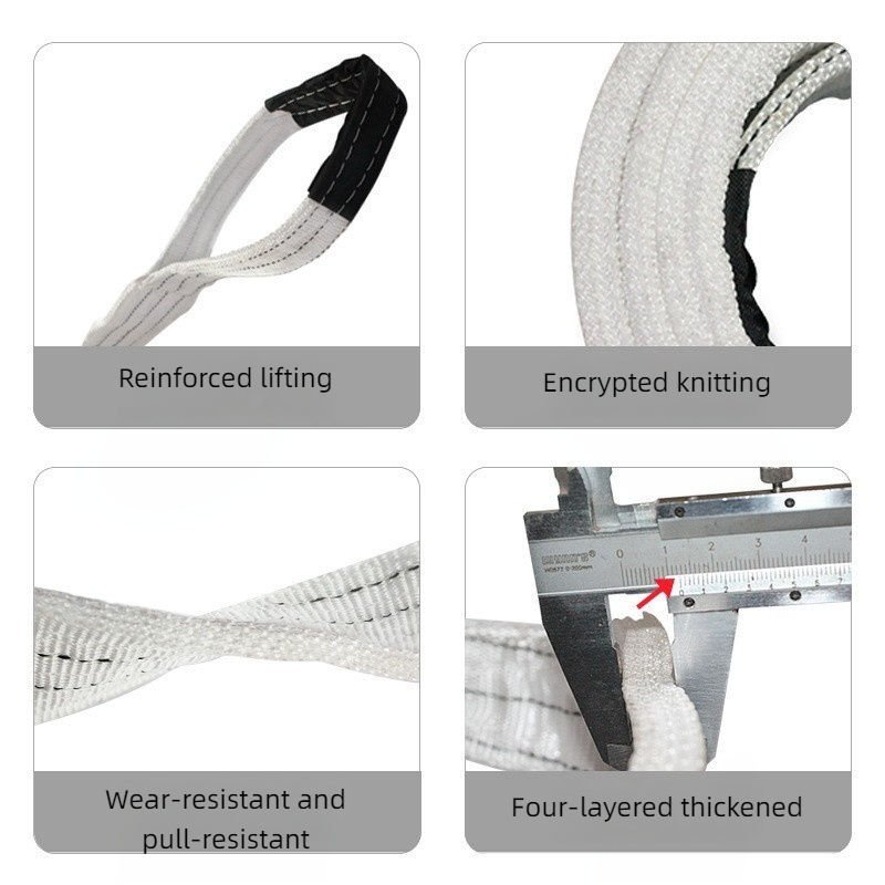 Flat Webbing Sling Lift Slings 2 Ton 3 Ton 5ton 6ton 8ton 10ton Eye to Eye Flat Lifting Sling Belt White Lifting Belt