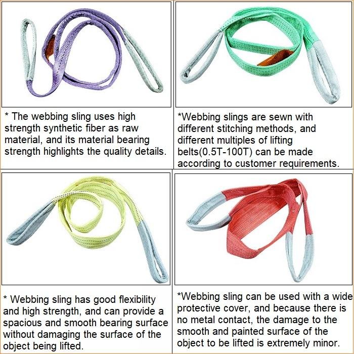 Custom 1t 2t 3t 5t 10t Double Ply 6:1 Lift Sling Straps Durable Polyester Flat Webbing Sling