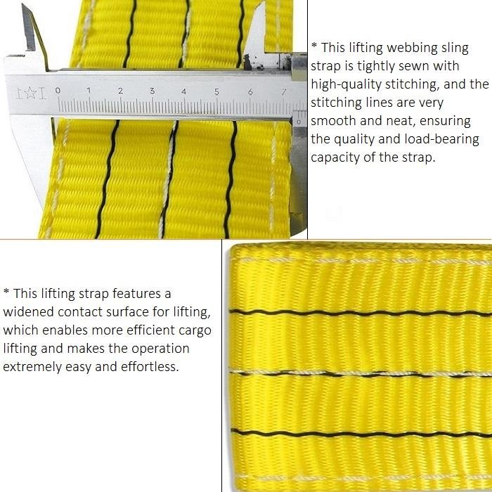 Customized Flat Eye Sling Industrial Lifting Sling Heavy Duty Load Black Sling Lifting Belt