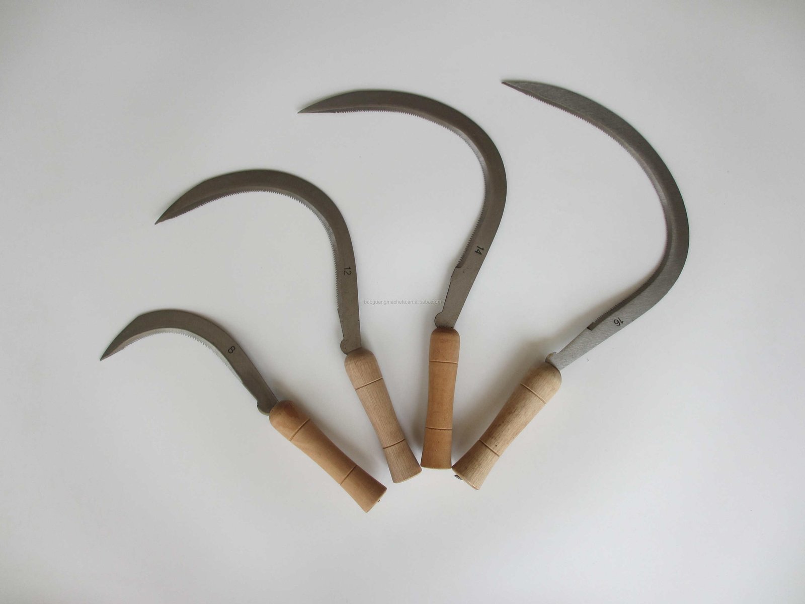 2021 Hot Sale Factory Wholesale 12'' Steel Garden Tool Cutting Grass Hand Sickle with Wood & Fiberglass Handle