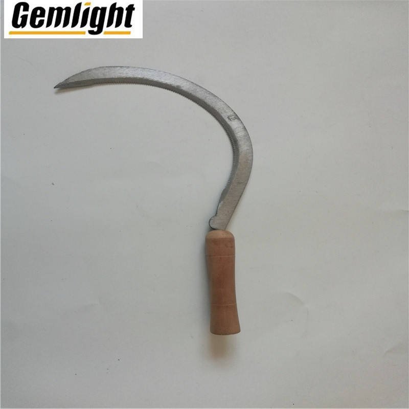 2021 Hot Sale Factory Wholesale 12'' Steel Garden Tool Cutting Grass Hand Sickle with Wood & Fiberglass Handle