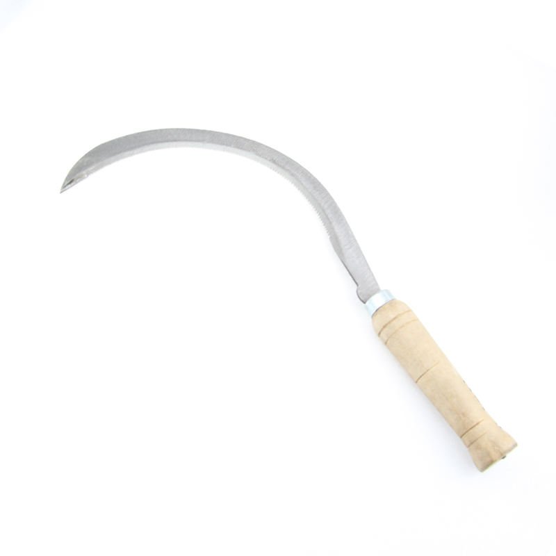 Industrial Grade Professional Garden Sickle with Wood Handle Steel Blade for Efficient Grass and Weed Cutting
