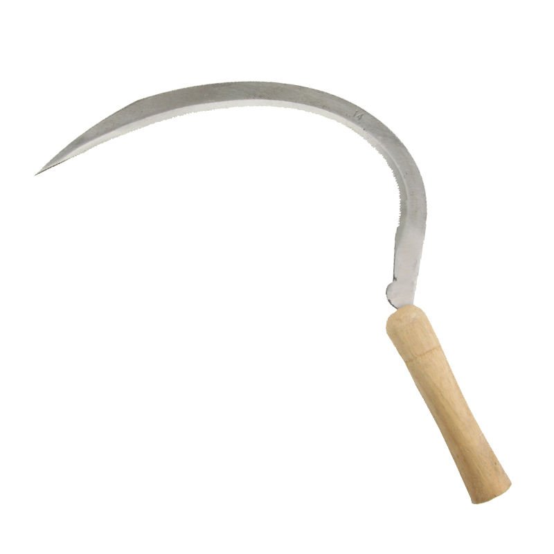 Industrial Grade Professional Garden Sickle with Wood Handle Steel Blade for Efficient Grass and Weed Cutting