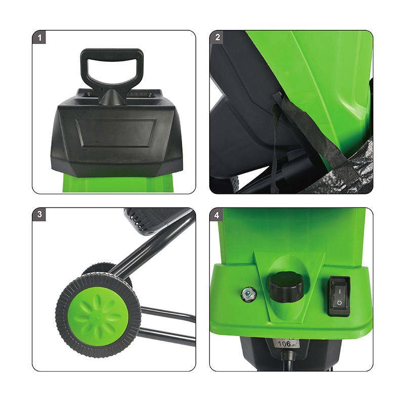 Vertak 2500W Mini Garden Shredder Home Use Portable Leaf Bush Electric Cutter Shredder Crusher Branches for Wood