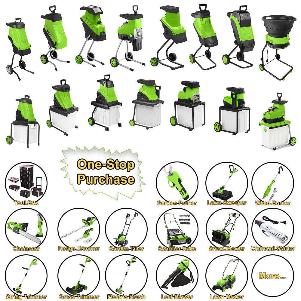 Vertak 2800W Silent Electric Garden Shredder 45mm Cut 50L PP Collection Box Wheeled Corded Home Garden Use