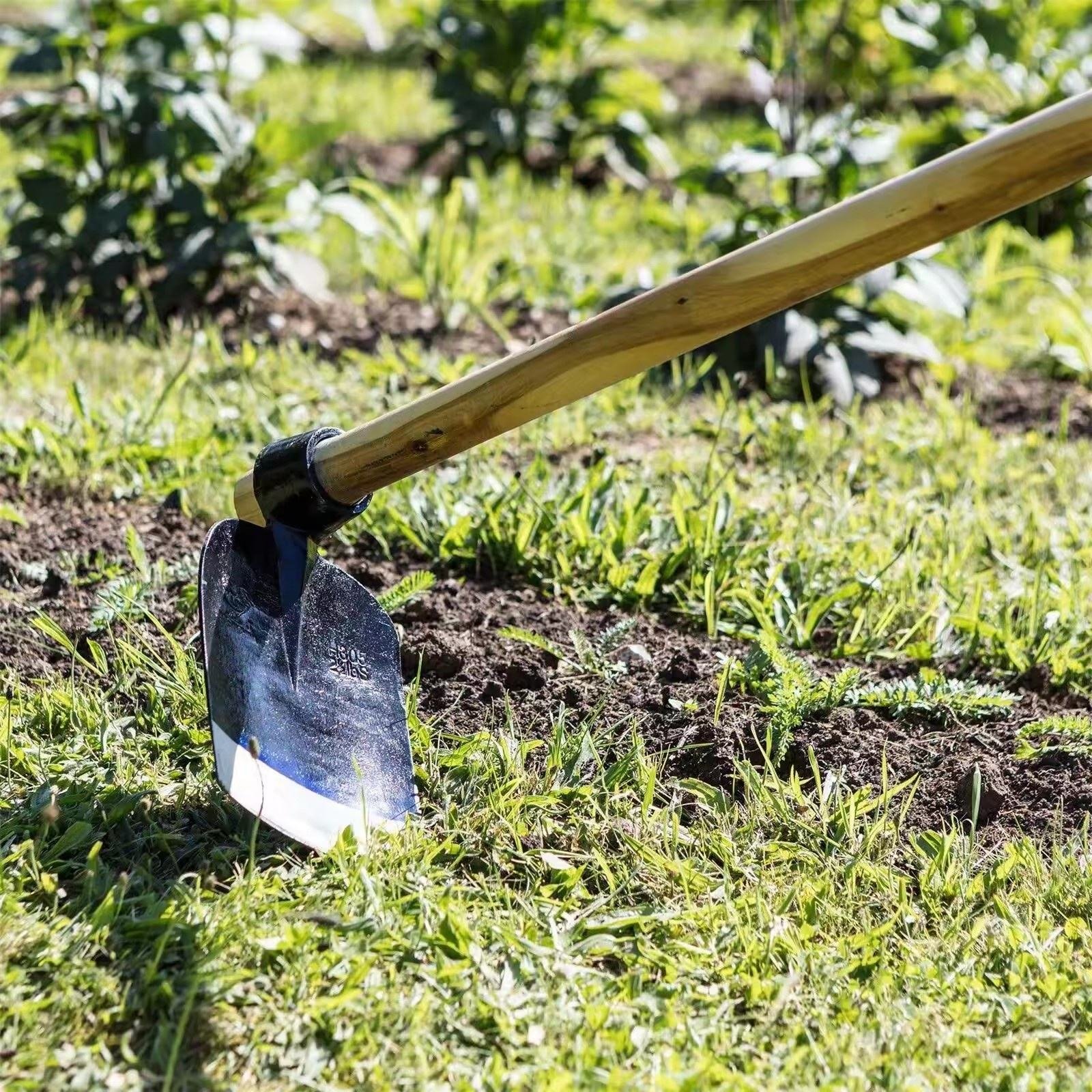 Agricultural Digging Tools H305 Farming Rail Steel Hoe with Wooden Handle