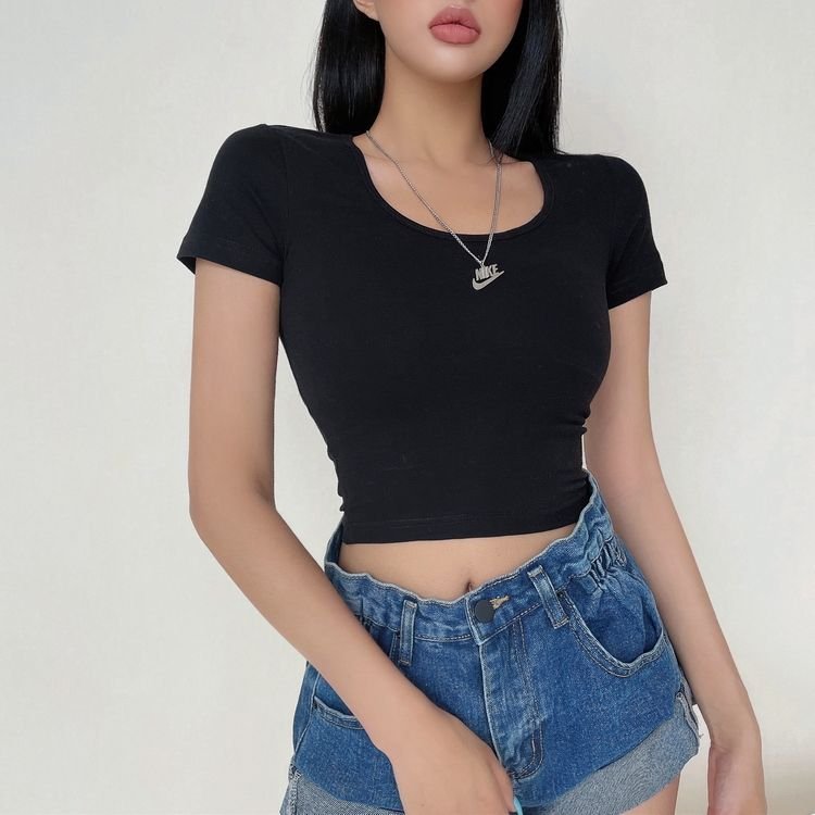 Custom Logo Print Women Short Sleeve Summer Soft 100% Cotton Blank Crop Top Women T Shirt