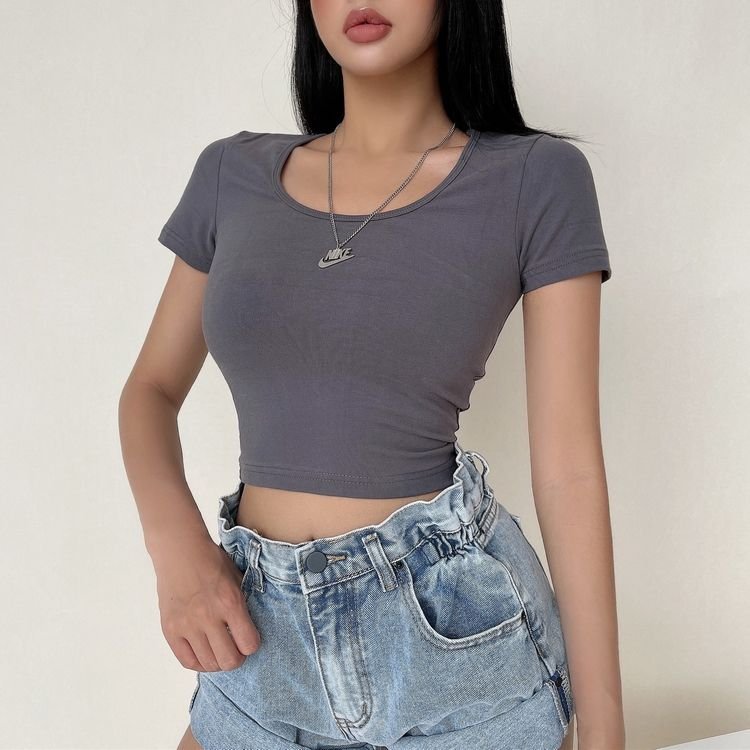 Custom Logo Print Women Short Sleeve Summer Soft 100% Cotton Blank Crop Top Women T Shirt