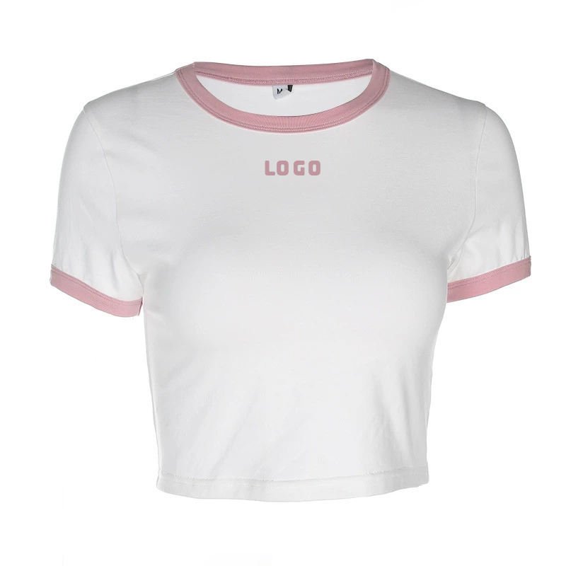 Y2K Custom LOGO Wholesale High Quality Plus Size Women's Cropped Top 100% Cotton Blank Sexy Girl's T-shirts