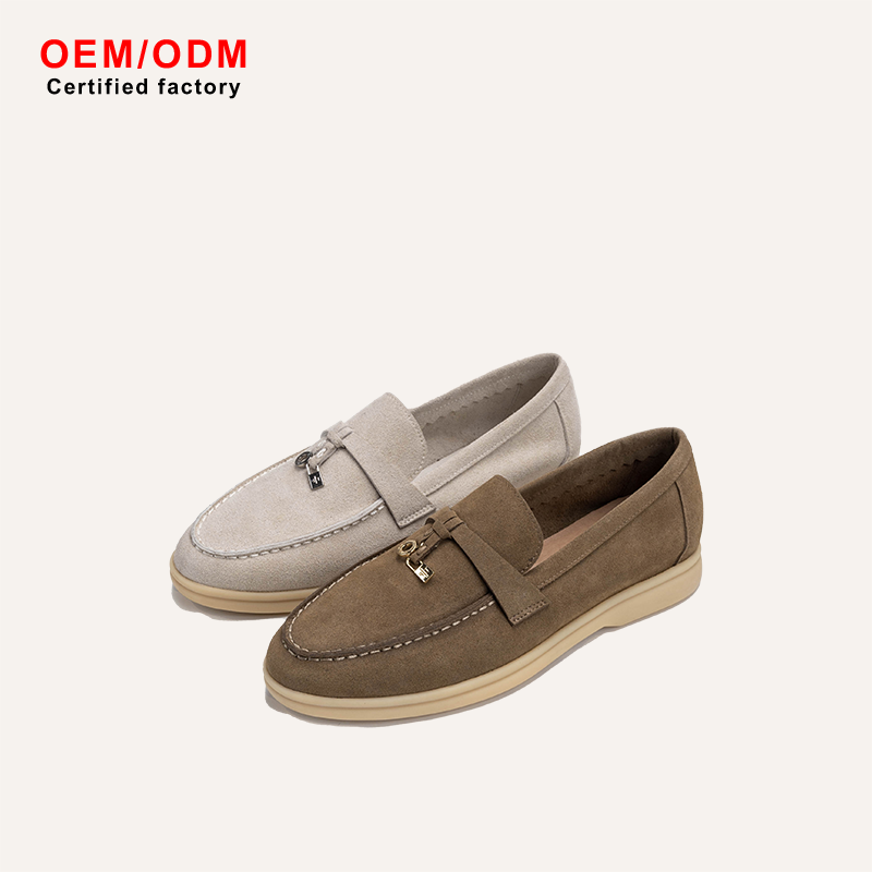 Custom Logo Unisex Microfiber Loafers Slip-On Soft Texture Breathable Anti-Skid Rubber Sole Office Business Casual Walking Shoes