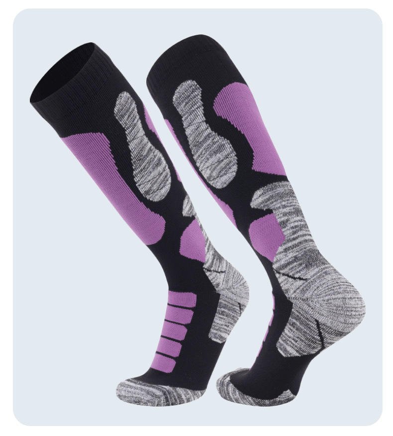 Customizable Merino Wool Blend Ski Hiking Socks Sweat-Absorbent Cushioned Crew Length Cold Weather Sports High