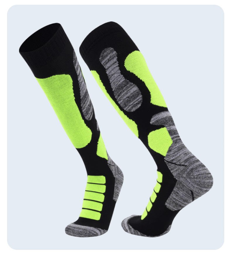 Customizable Merino Wool Blend Ski Hiking Socks Sweat-Absorbent Cushioned Crew Length Cold Weather Sports High