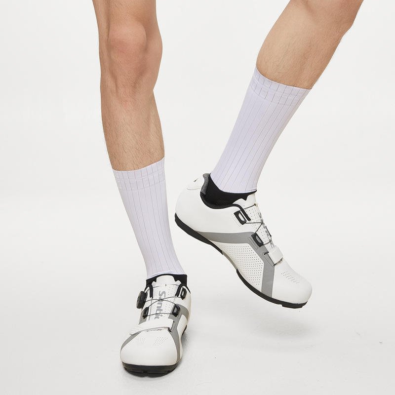 Men's Custom Printed Summer Compression Sports Socks Aero Crew Bike Running Summer Polyester Cycling Knitted Patterned Sport