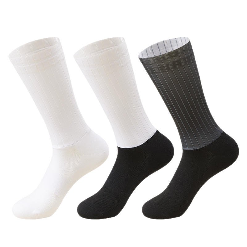 Men's Custom Printed Summer Compression Sports Socks Aero Crew Bike Running Summer Polyester Cycling Knitted Patterned Sport