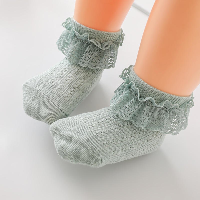 Summer Baby Socks Manufacturer Wholesale Cotton Socks for Kids Solid Color Children's Girls Lace Socks
