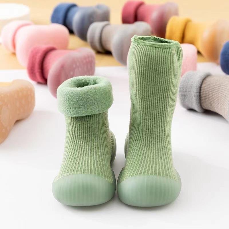 Winter Thickened Baby Walking Soft Sole Shoes Warm Solid Color Baby Non Slip Socks